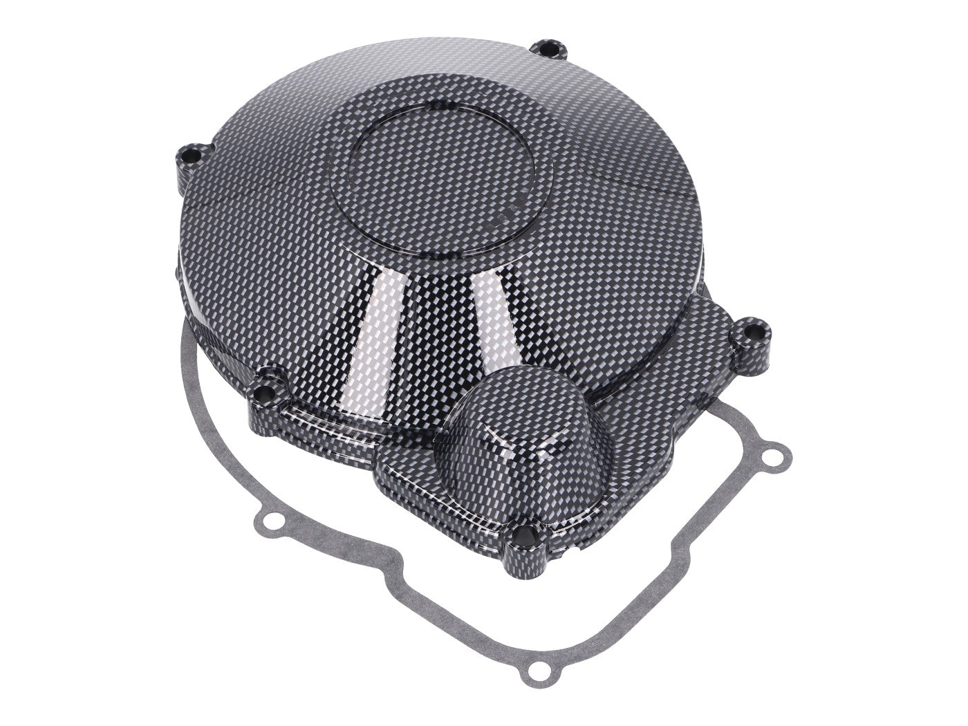 Capac carter motor TUNR aspect carbon pentru Minarelli AM6 - Rieju, Beta, Motorhispania, Aprilia, Yamaha și alte mărci
