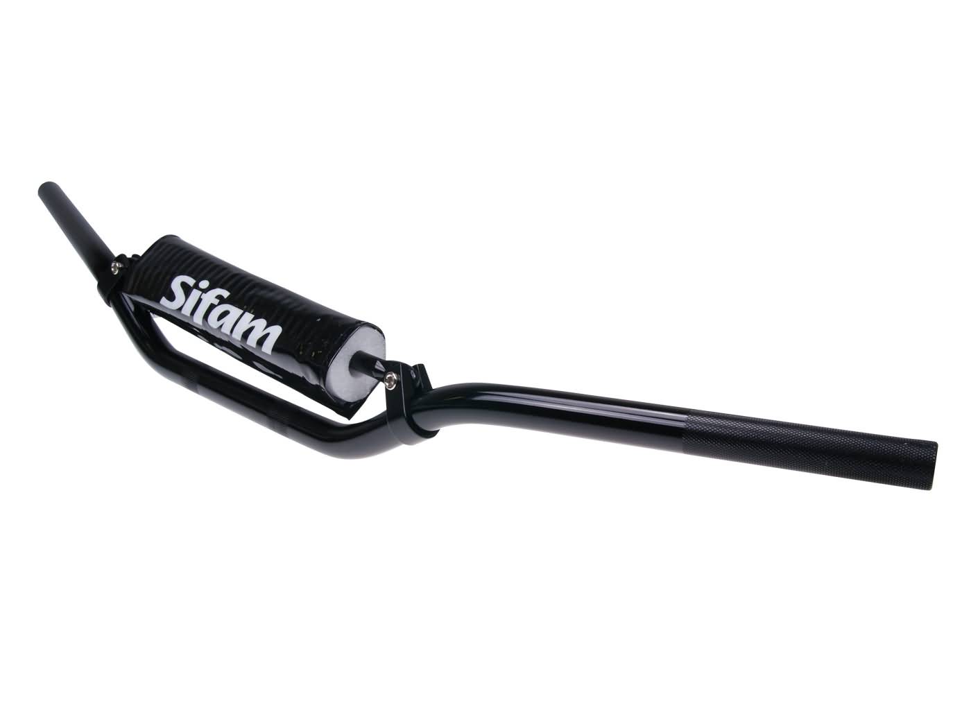 Ghidon Motocross Sifam din aluminiu anodizat cu bară de rigidizare și protecție, negru, 22mm, universal