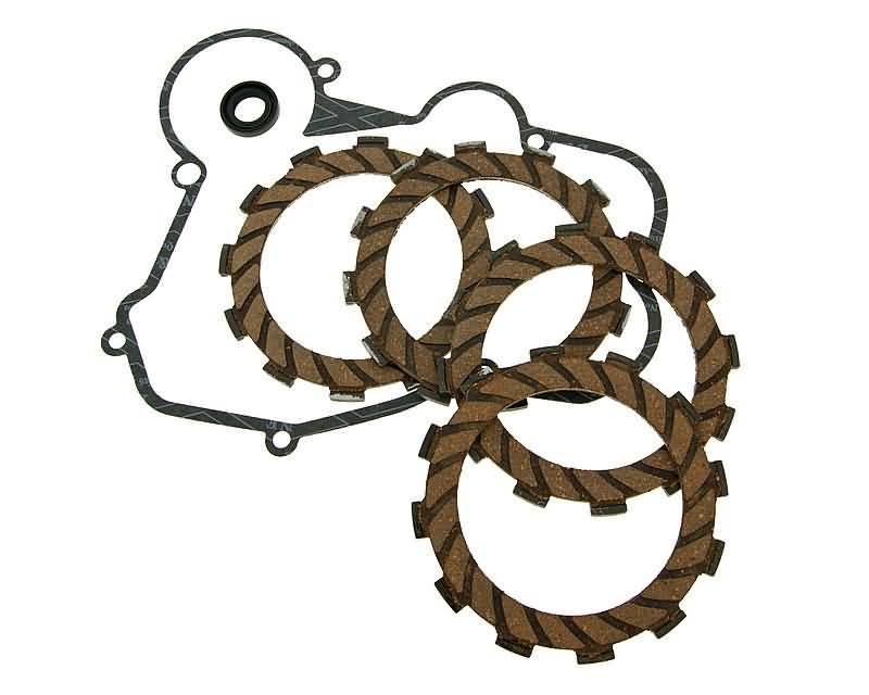 Set discuri ambreiaj 4 plăci de fricțiune pentru Derbi, Aprilia, Gilera și alte mărci motor D50B EBE EBS
