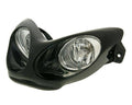 Far dublu optic halogen H3 negru omologat E pentru Yamaha Aerox 50, Aerox 100, MBK Nitro 50 și alte modele