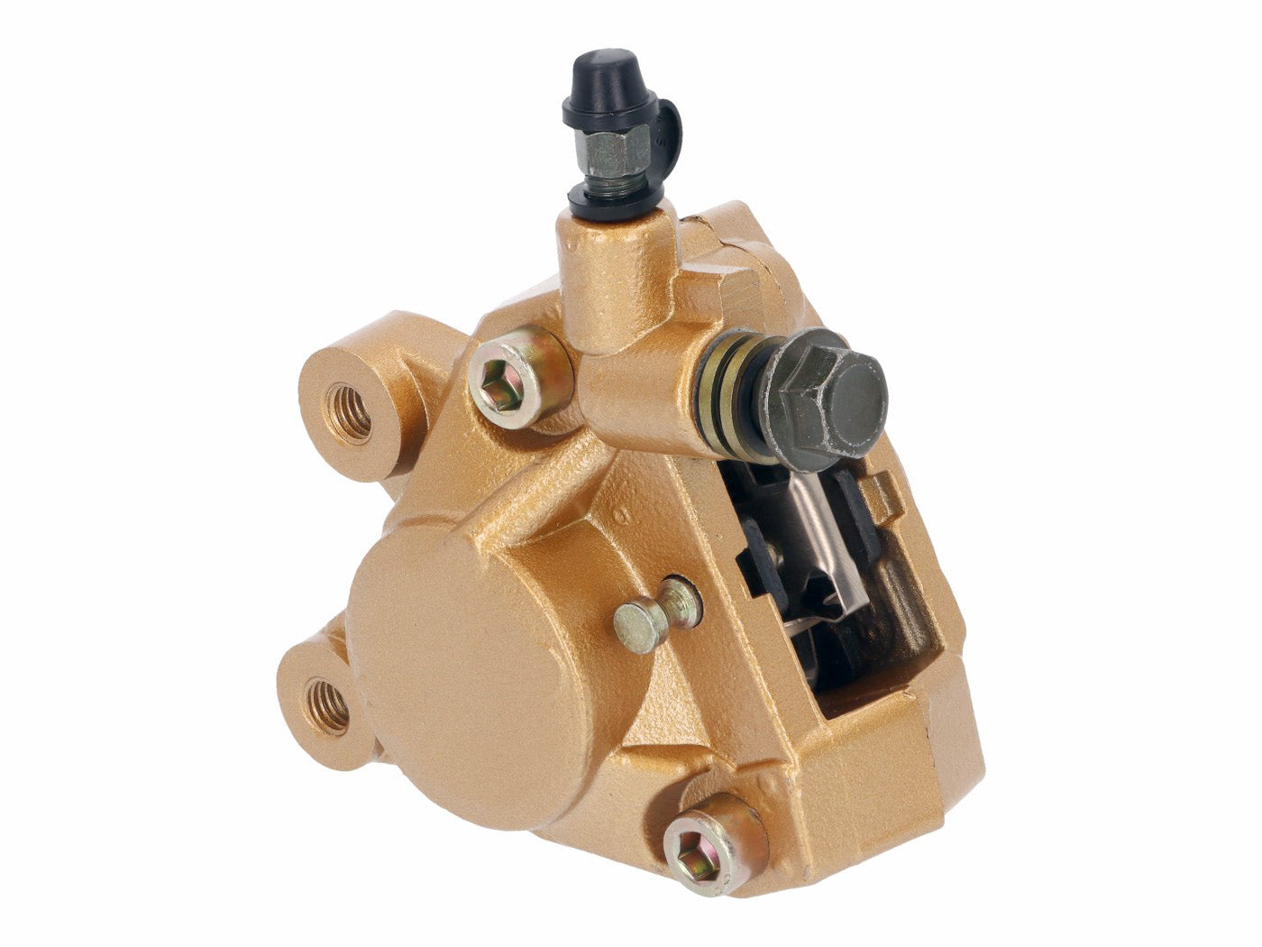 Etrier frână față cu un piston 101 Octane auriu cu plăcuțe pentru Piaggio, Gilera, MBK, Yamaha și alte modele