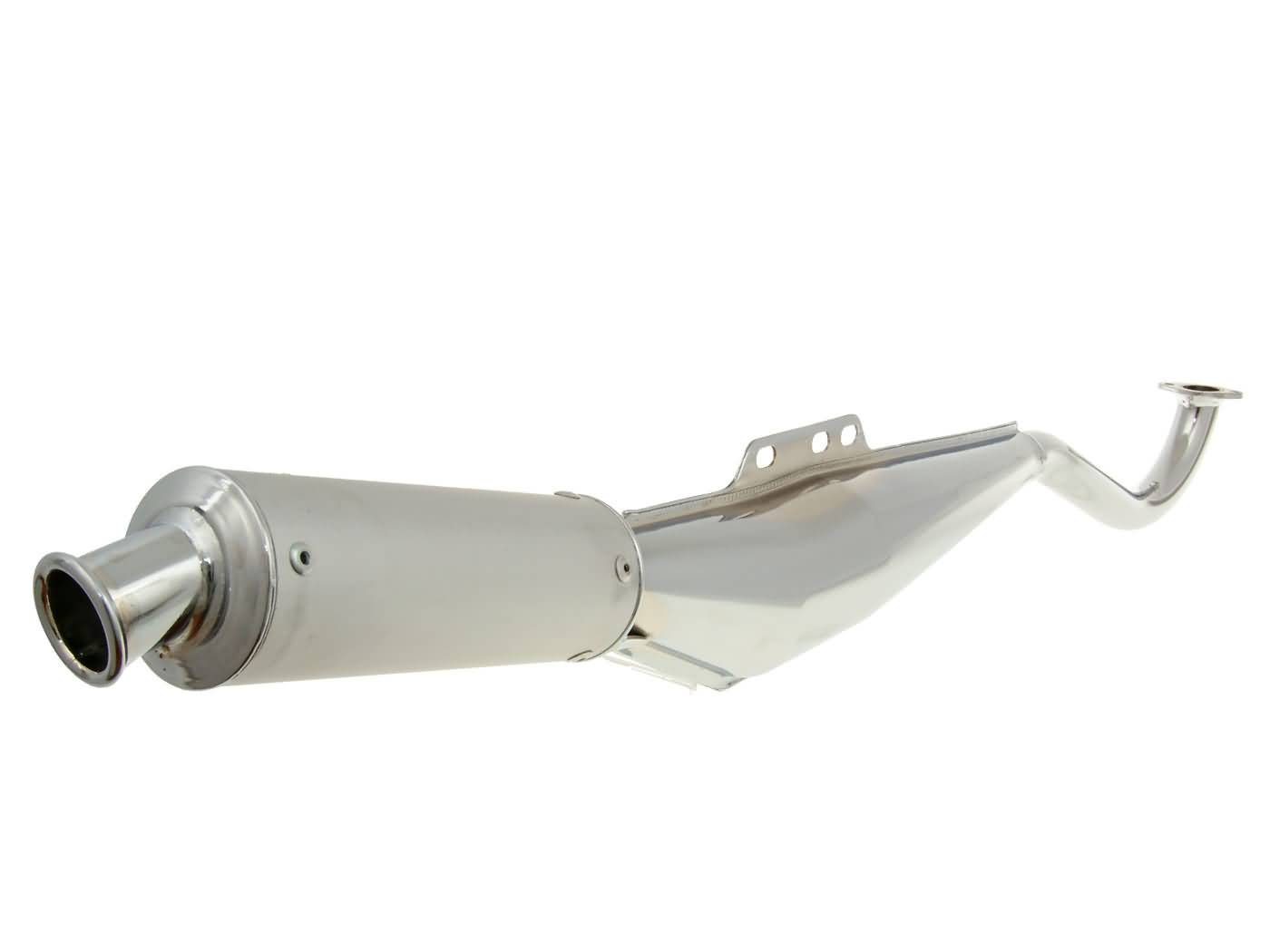 Eșapament Tecno cromat / aluminiu pentru Puch Maxi S/N, Maxi L2A, Maxi K2, Maxi P1 și alte modele