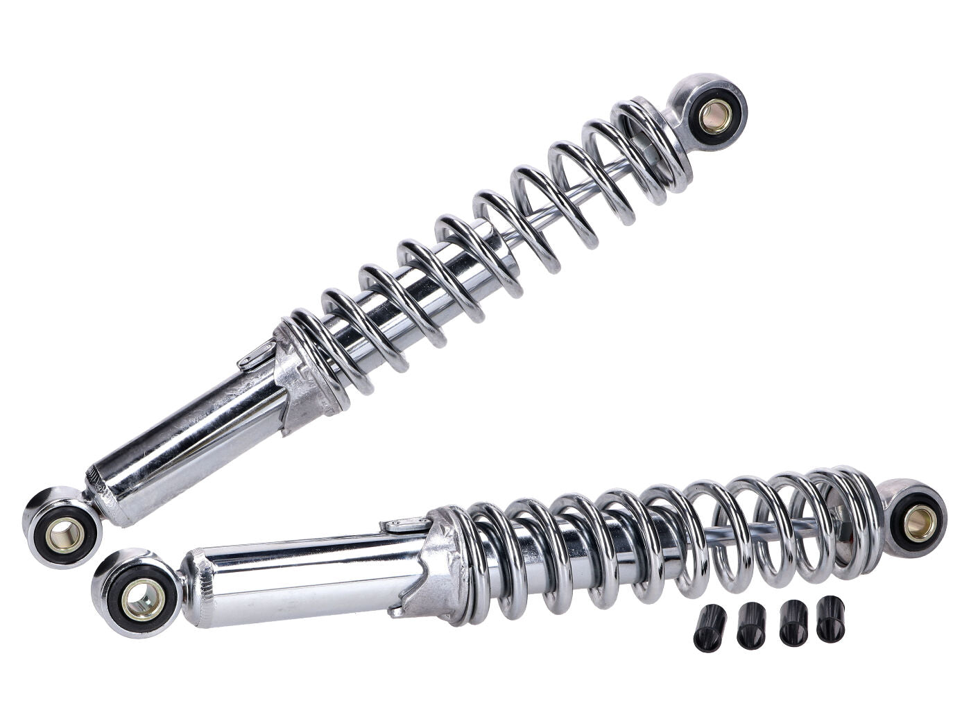 Set Amortizoare Xtreme 300mm Reglabile Cromate pentru Puch, Vespa Mofa, Piaggio, MBK și alte modele