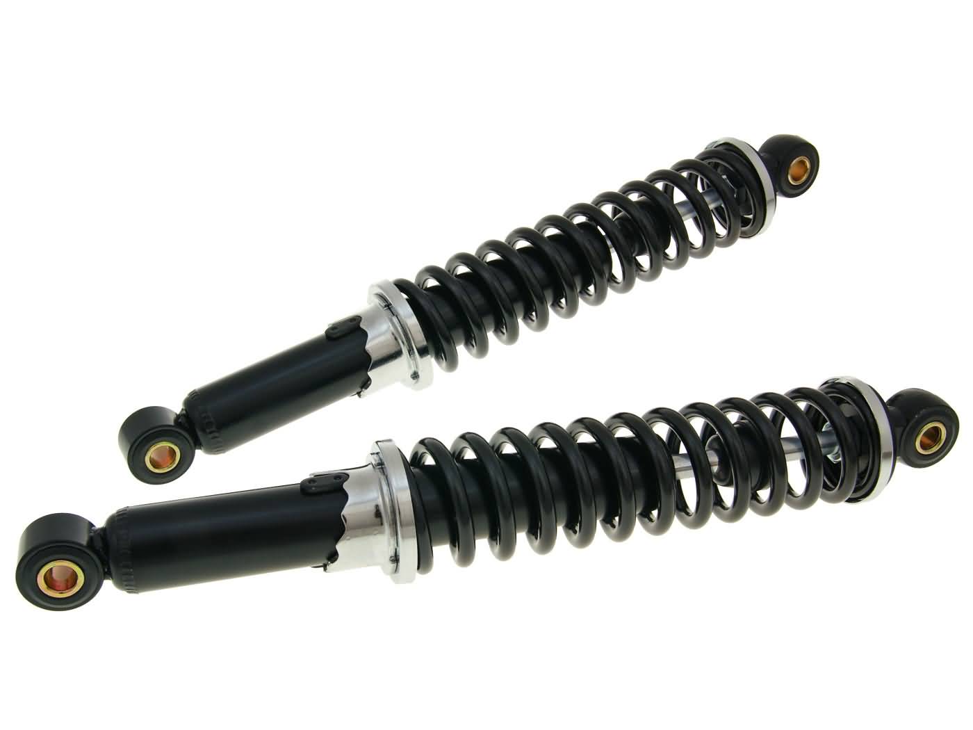 Set amortizoare Xtreme 320mm reglabile negre pentru Puch, Vespa Mofa, Piaggio, MBK și alte modele