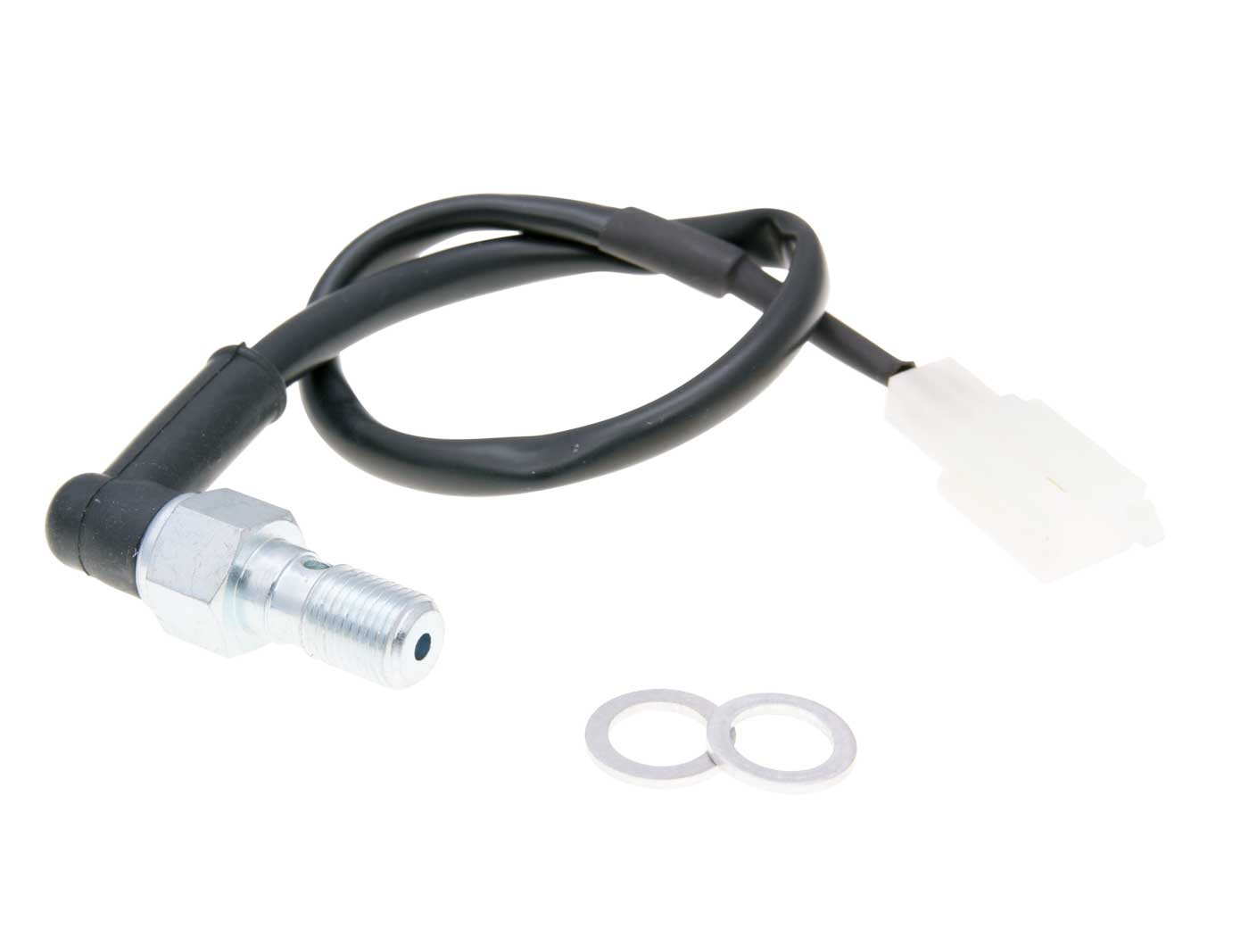 Comutator lumină stop hidraulic 101 Octane M10x1 unghi pentru cilindru de frână pentru Derbi, Rieju, Aprilia, Yamaha, Beta și alte mărci
