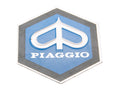 Emblemă CIF Piaggio hexagonală 31x36mm aluminiu adezivă pentru Vespa Classic PK 50, PK 80 și alte modele