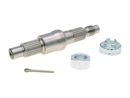 Ax transmisie ieșire 143mm cu piuliță, piuliță coroană și splint pentru Piaggio Hexagon 125, Sfera 125, SKR 125, TPH 125, Hexagon 150 și alte modele 2T