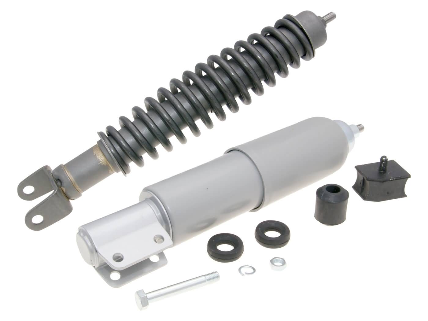 Kit amortizoare față și spate fosfatat gri pentru Vespa Classic PX, PE, LML Star, Deluxe și alte modele