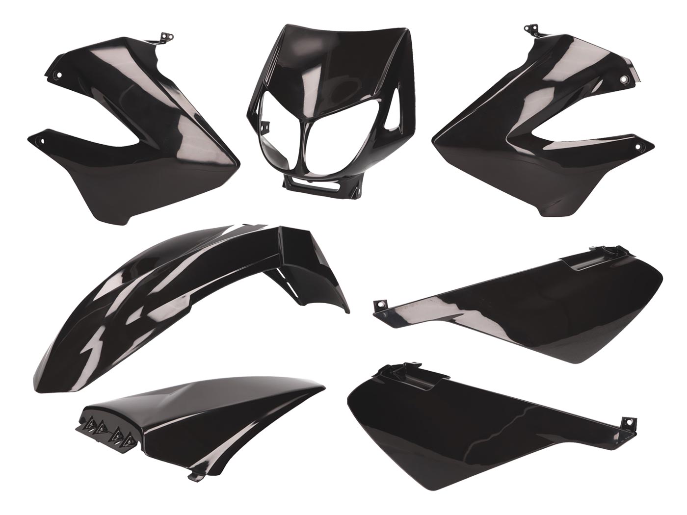 Kit carenaj negru 101 Octane pentru Derbi Senda R X-Treme, SM DRD și alte modele