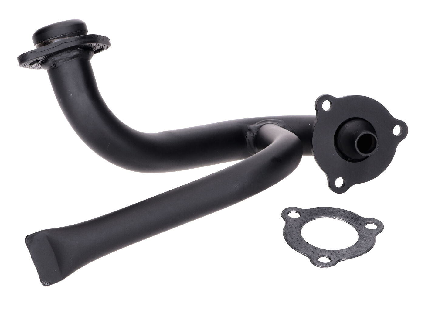 Colector eșapament negru cu tub de presiune și restrictor pentru Derbi Senda, Gilera SMT, RCR, Aprilia SX, RX 50