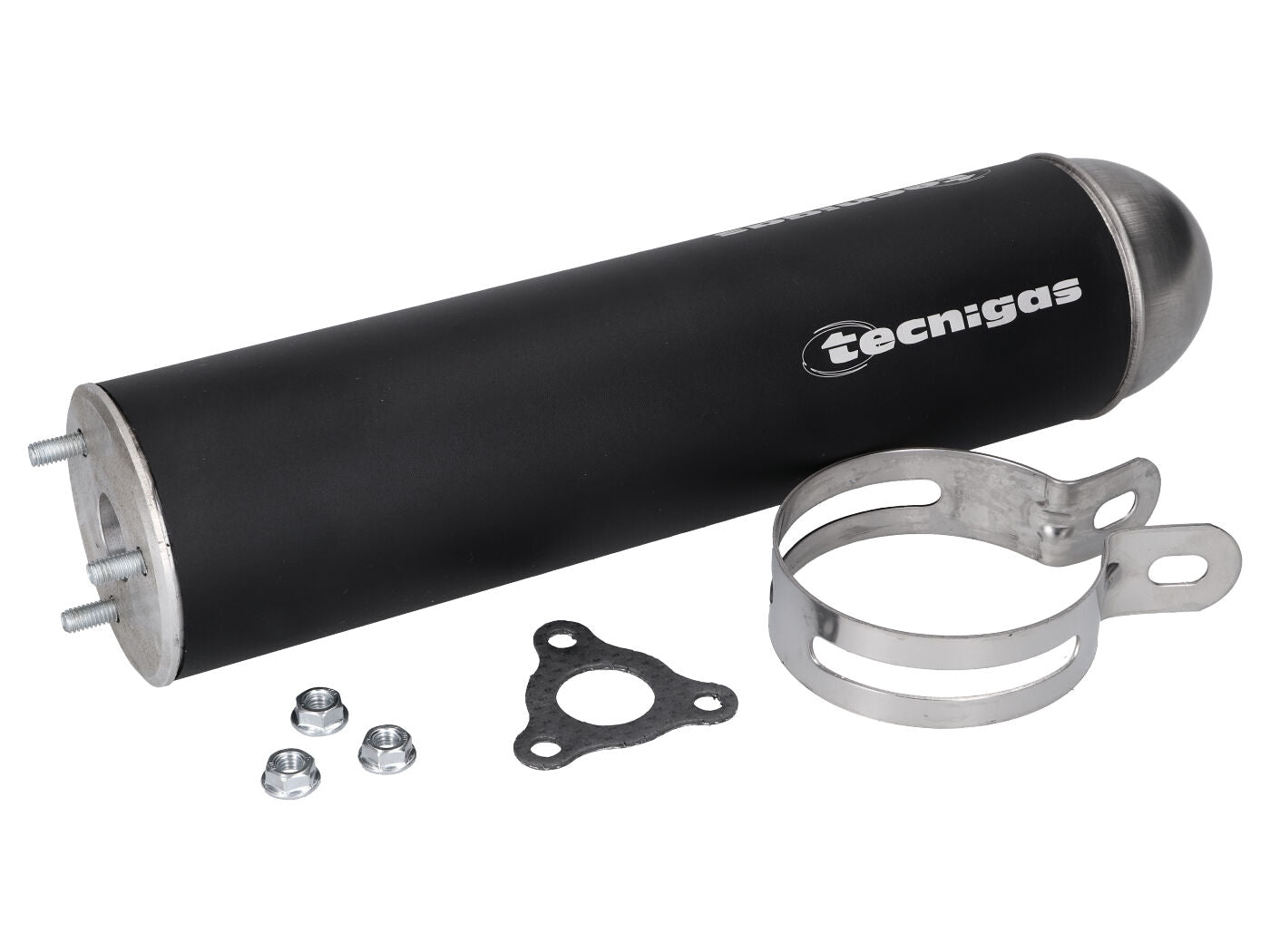 Tobă Tecnigas E-NOX aluminiu neagră pentru Derbi, Rieju, Beta, Aprilia și alte modele