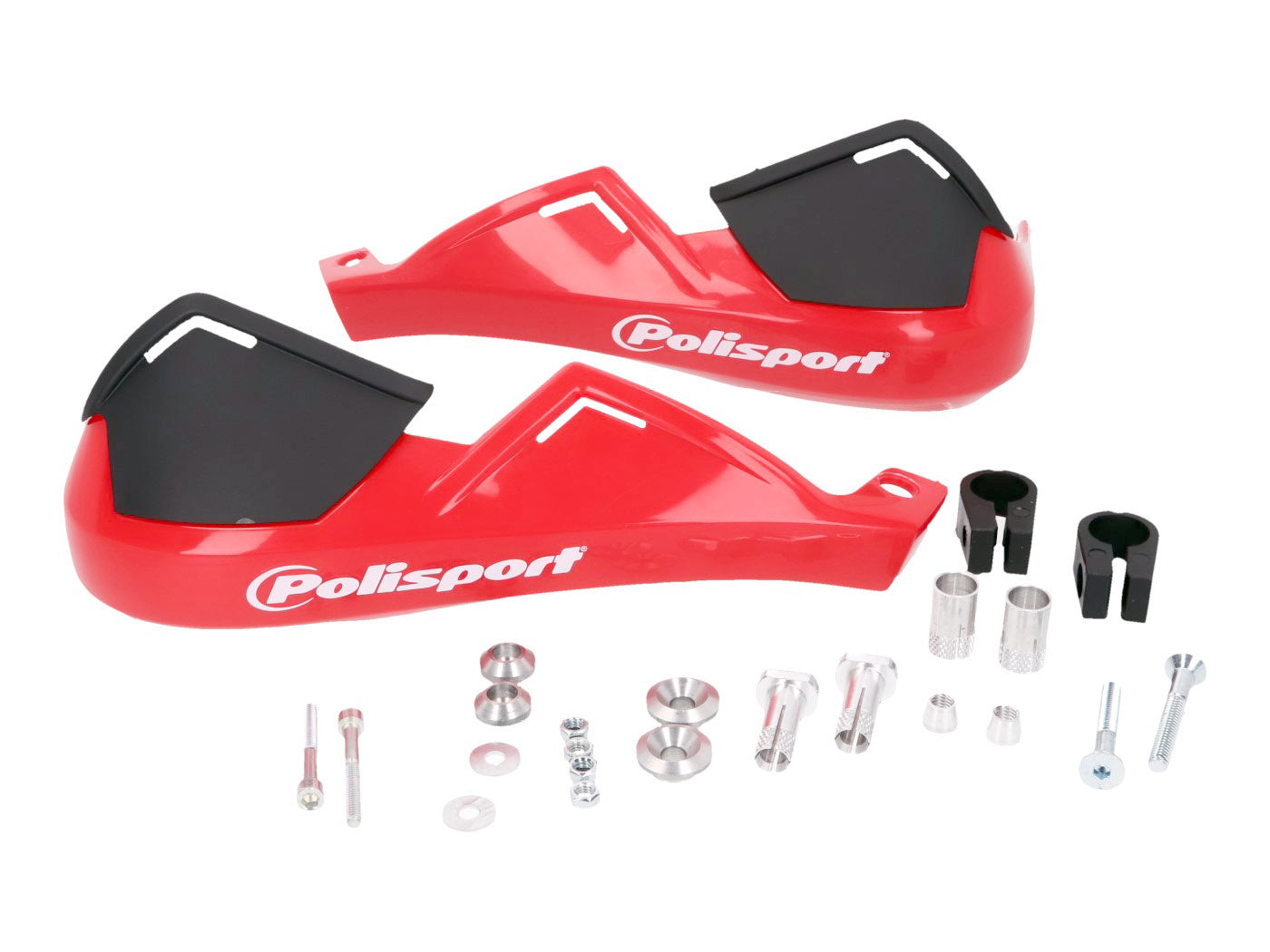 Apărători de mâini Polisport Evolution Integral roșii pentru ghidon de 22mm universal