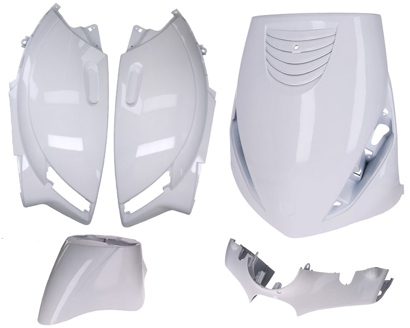 Kit carenaj alb lucios pentru Piaggio Zip 50 2T, Zip 50 4T, Zip 100, Zip 125, Zip Elettrico și alte modele