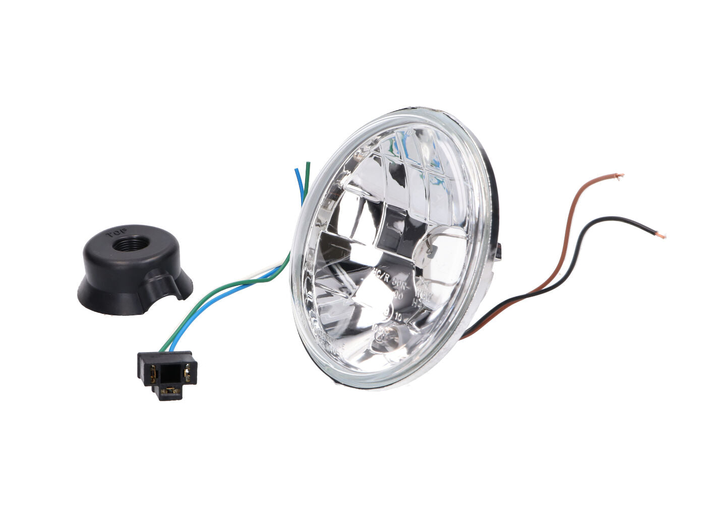 Far rotund sticlă transparentă 12V H4/HS1 halogen cu lumină de poziție pentru Simson S51, S70