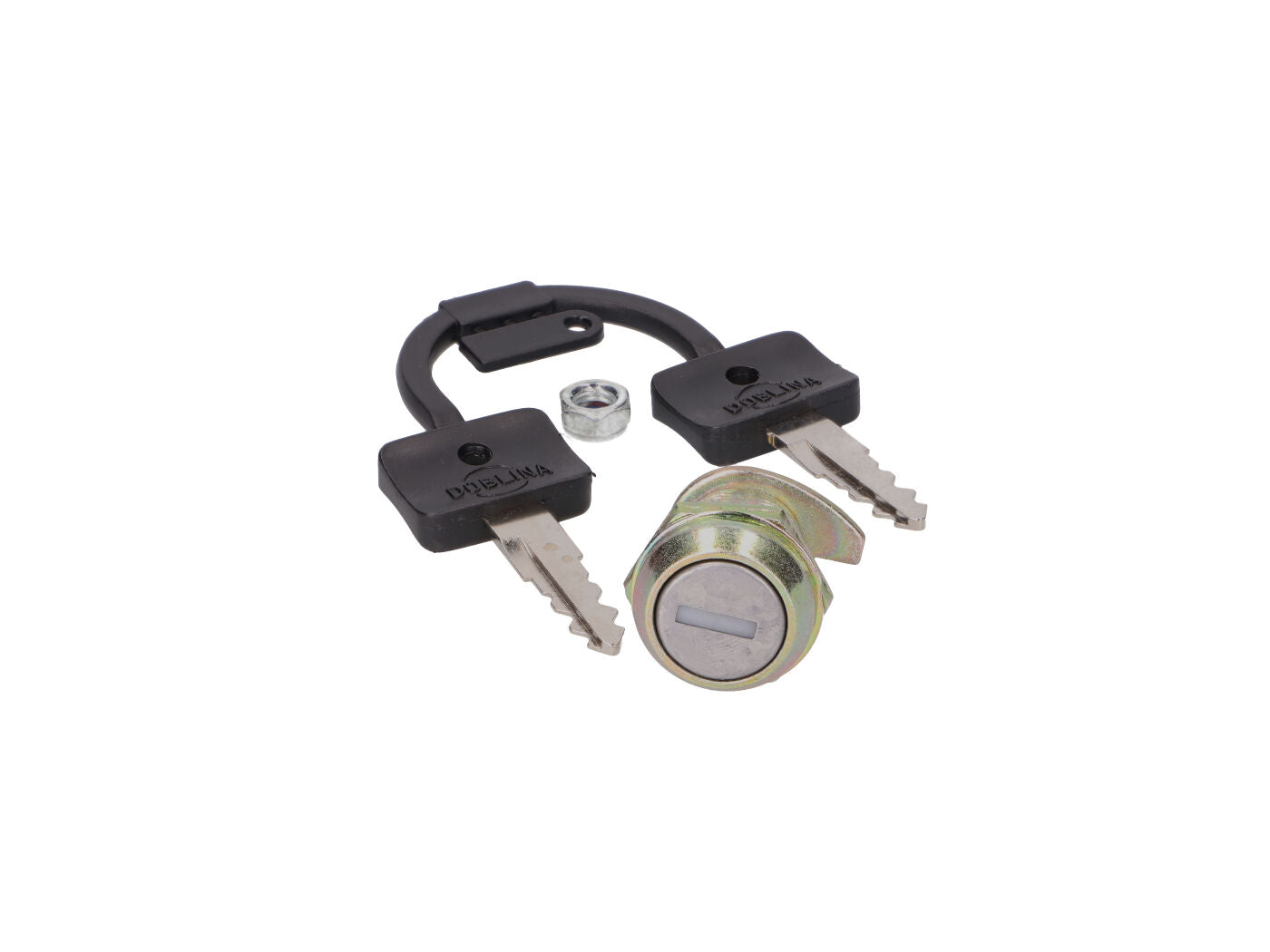 Încuietoare capac lateral / cutie scule alamă pentru Simson S51, S53, S70, S83
