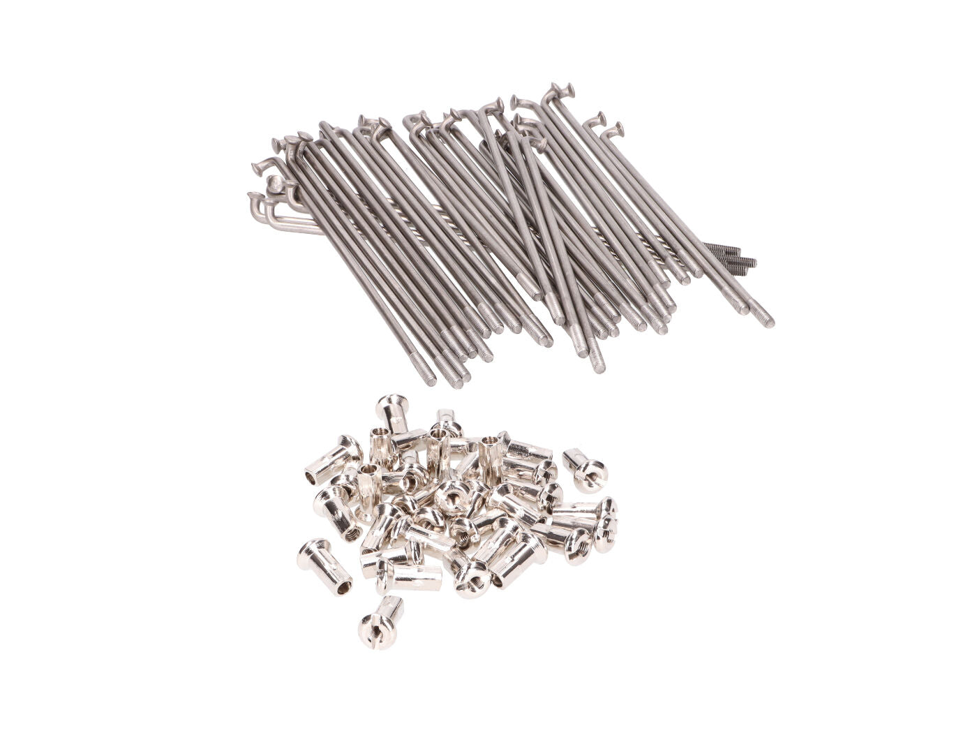 Set spite roată oțel inoxidabil 143,5mm cu nipluri M3,5 pentru anvelopă 16 inch pentru Simson KR50 Schwalbe, KR51, S51, S53, S70, S83 și alte modele