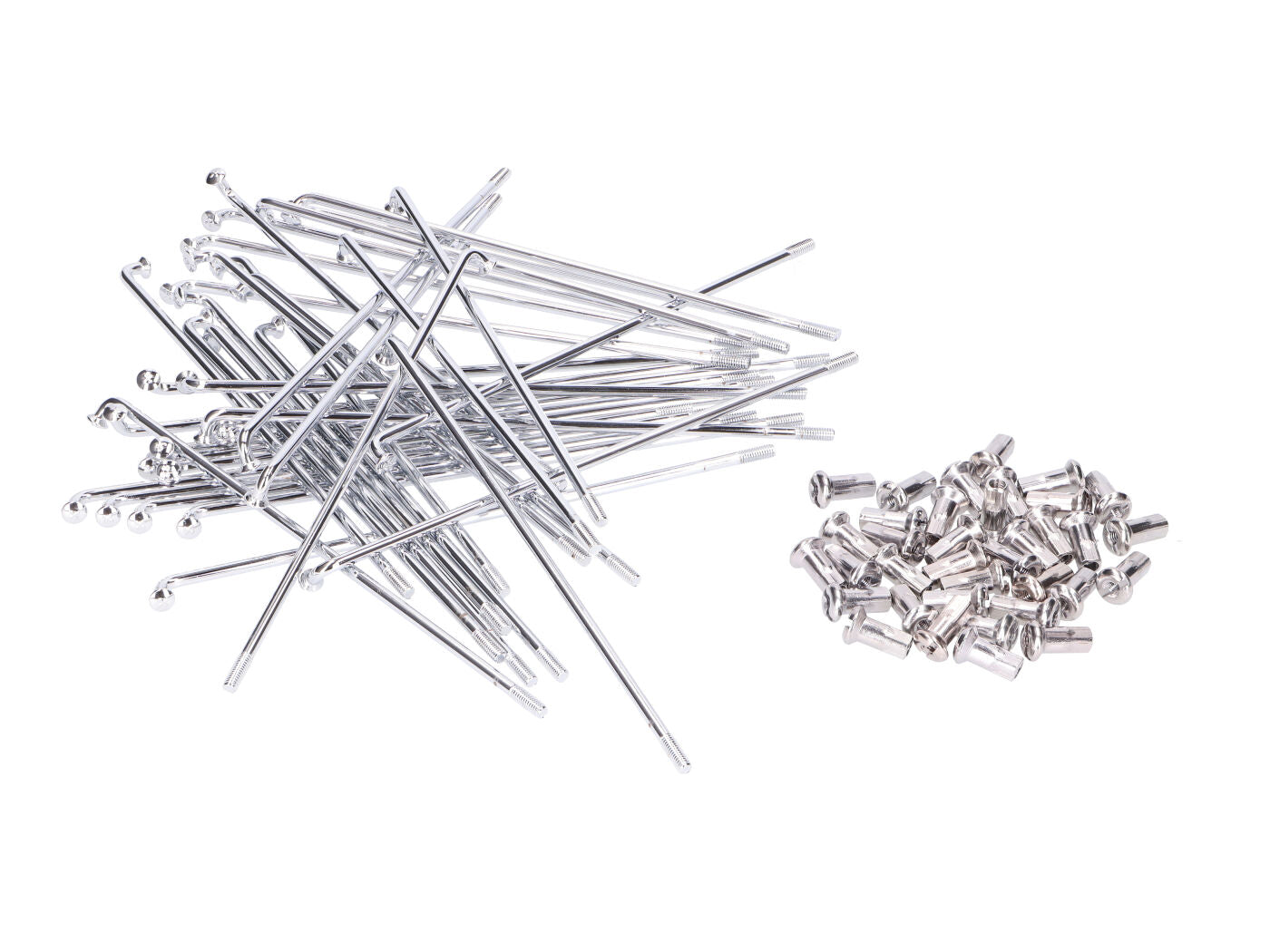 Set spite cromate 143,5mm cu niplu M3,5 pentru roată 16 inch pentru Simson KR50 Schwalbe, KR51 Schwalbe, S51, S53, S70, S83 și alte modele