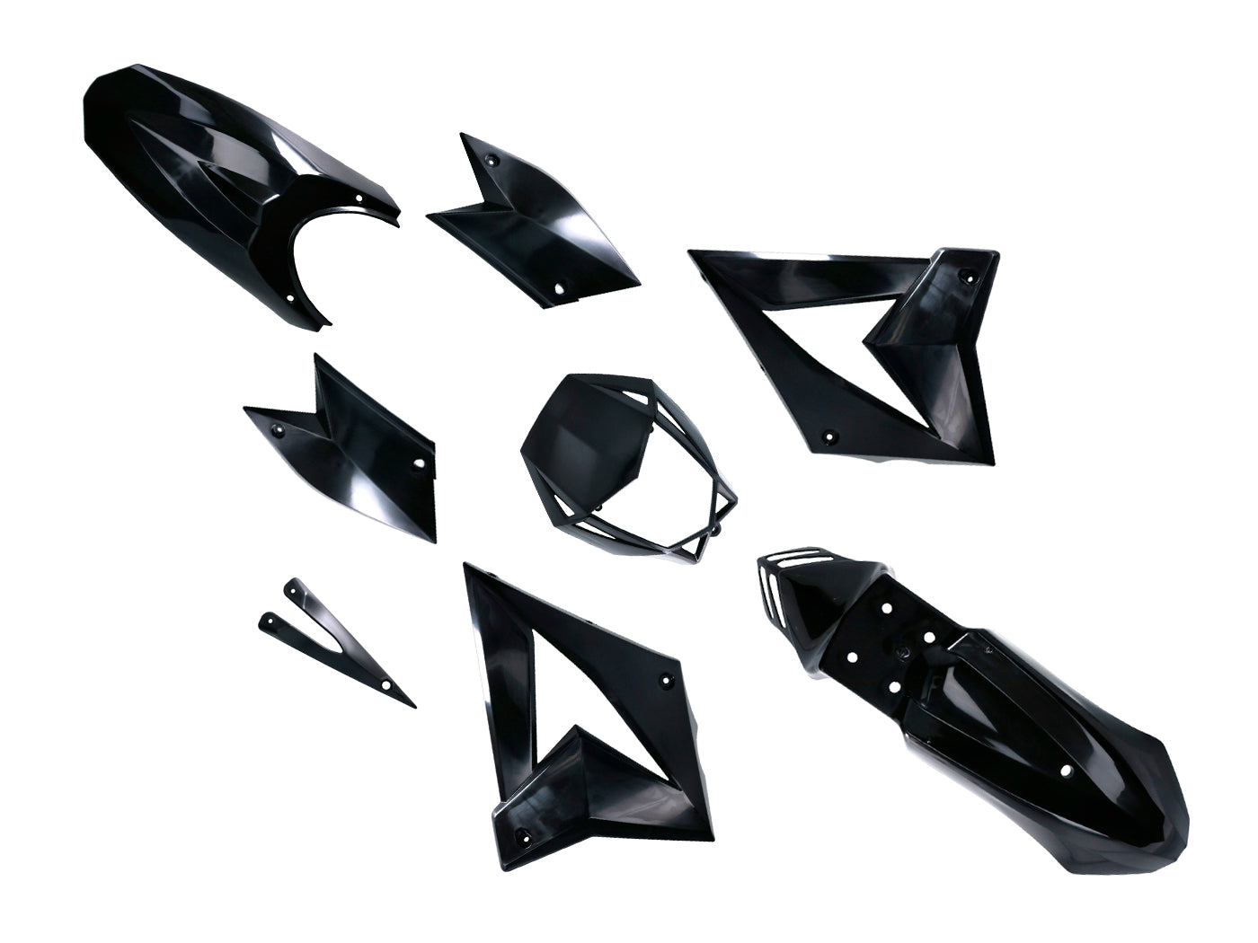 Kit carenaj complet 101 Octane negru pentru Beeline SMX 50 Black Tiger, Supercross 50, 50 SM Supermoto AM6 2T LC, CPI Supercross SX 50, Supermoto SM 50