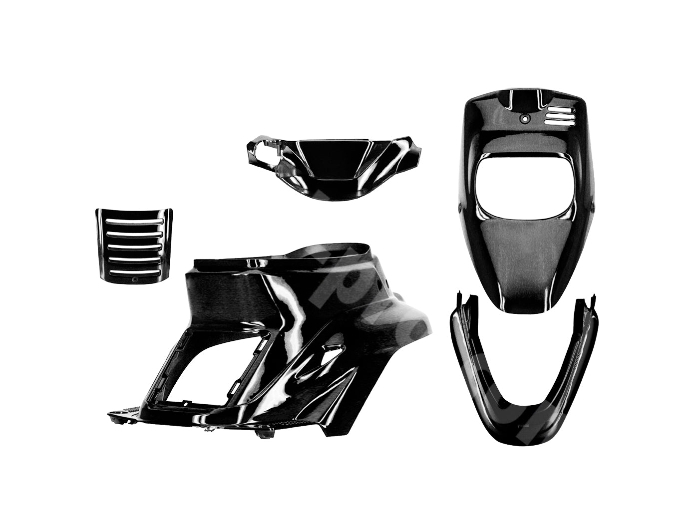 Kit carenaj TNT negru metalic 5 piese pentru MBK Booster 50, Yamaha BWs 50 2T AC
