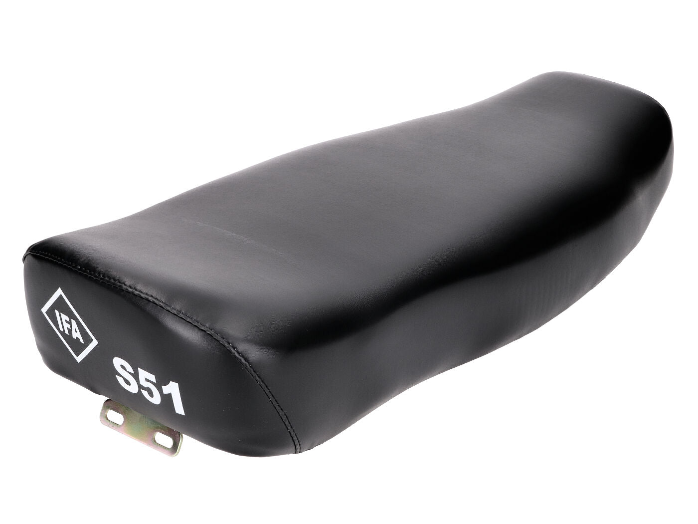 Șa dublă netedă neagră cu inscripție IFA S51 pentru Simson S50, S51, S70