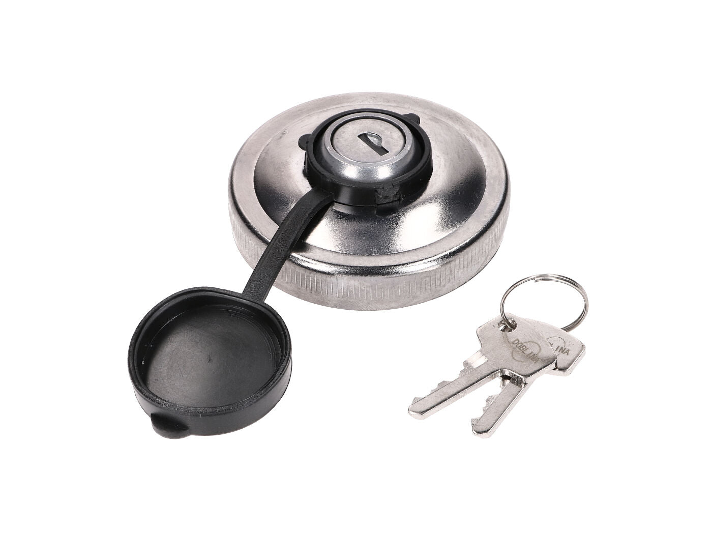 Capac rezervor aluminiu cromat cu încuietoare pentru Simson S51, SR 50, Schwalbe, S70, SR 80 și alte modele