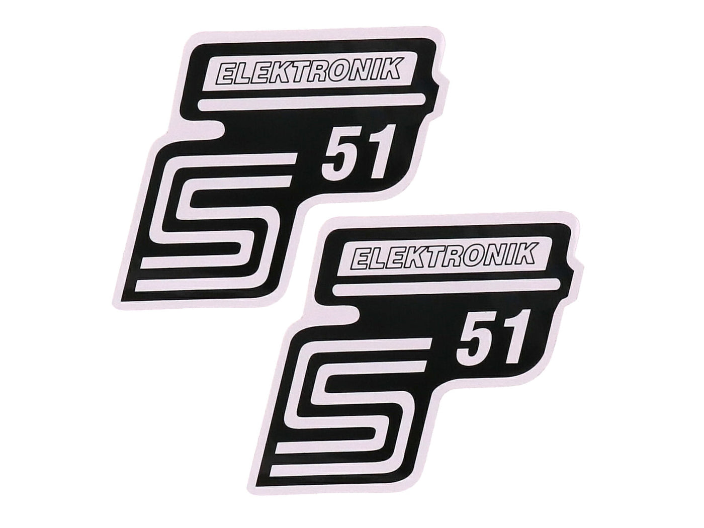 Autocolant „S51 Elektronik" alb, 2 bucăți pentru Simson S51 / S51 Enduro