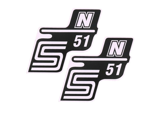 Autocolant inscripție S51 N alb, set 2 bucăți pentru Simson S51 / S51 Enduro [M531, M541, M542]