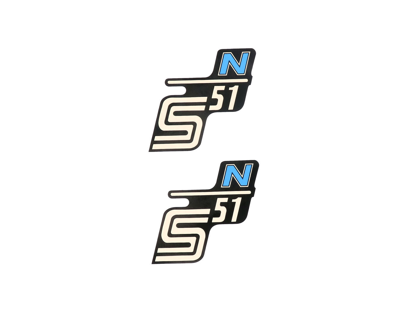 Folie / Autocolant S51 N negru-albastru deschis, 2 bucăți pentru Simson S51 / S51 Enduro