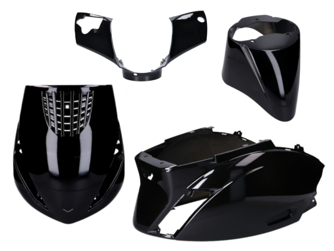 Kit carenaj negru lucios pentru Piaggio Zip 50 2T, Zip 50 4T, Zip 100, Zip 125 și alte modele