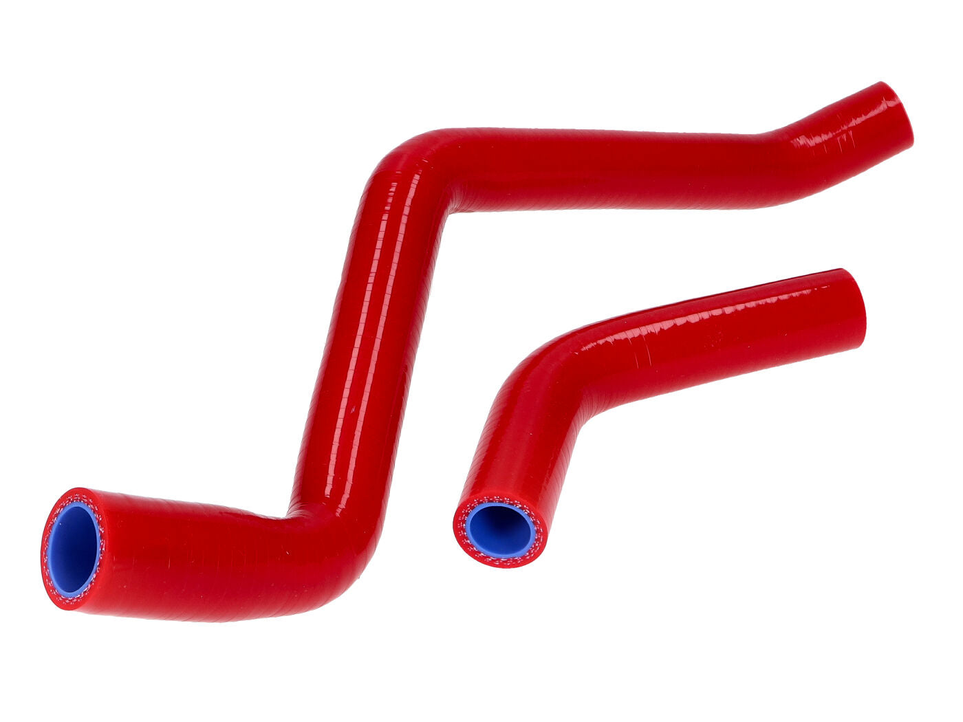 Set furtunuri radiator silicon roșu pentru Derbi Senda, Aprilia RX, SX, Gilera RCR, SMT motor D50B0 până în 2017