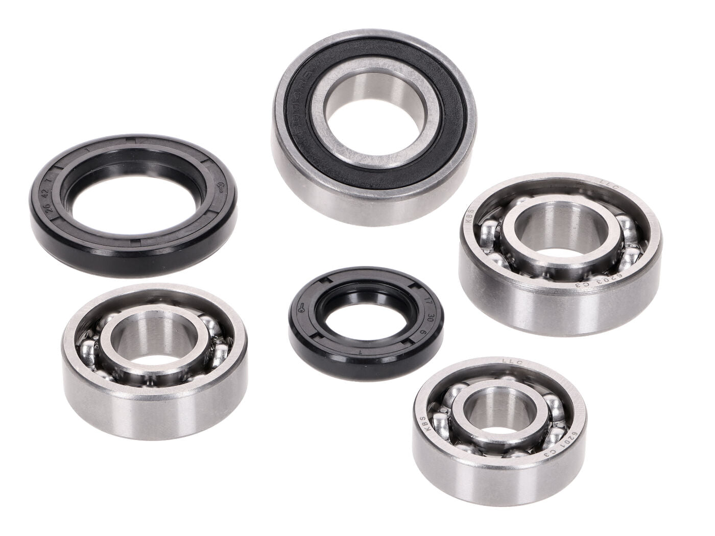 Set rulmenți cutie de viteze cu simeringe pentru Peugeot Speedfight 2 100 S2AB, Speedfight 1 100 S2AA, Elyseo 100, Vivacity 100 2T, Trekker 100 2T