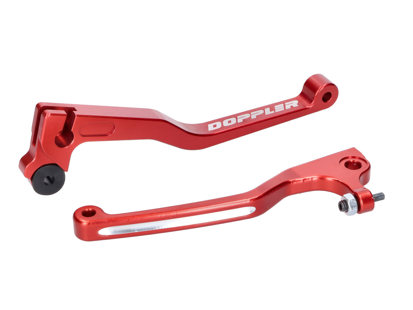 Set manetă frână și ambreiaj Doppler CNC roșu pentru Beta RR 50 Enduro, RR 50 Motard și alte modele (cu frână GRIMECA)