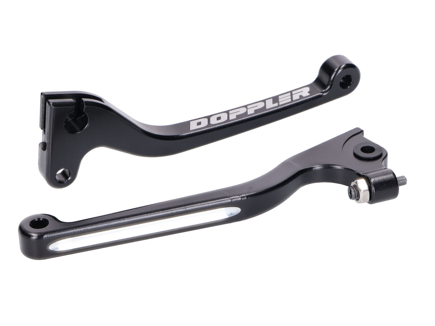 Set manete frână și ambreiaj Doppler CNC negru pentru Derbi Senda, Gilera RCR, SMT și alte modele