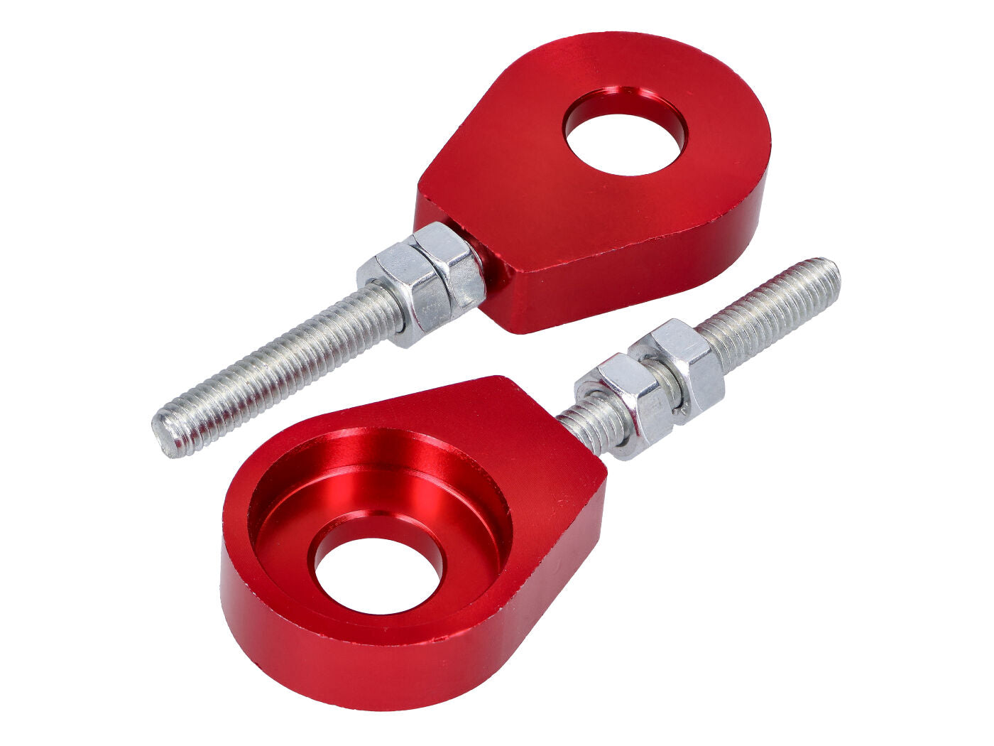Set tensionare lanț 101 Octane aluminiu roșu anodizat 12mm pentru Puch, Simson, Sachs