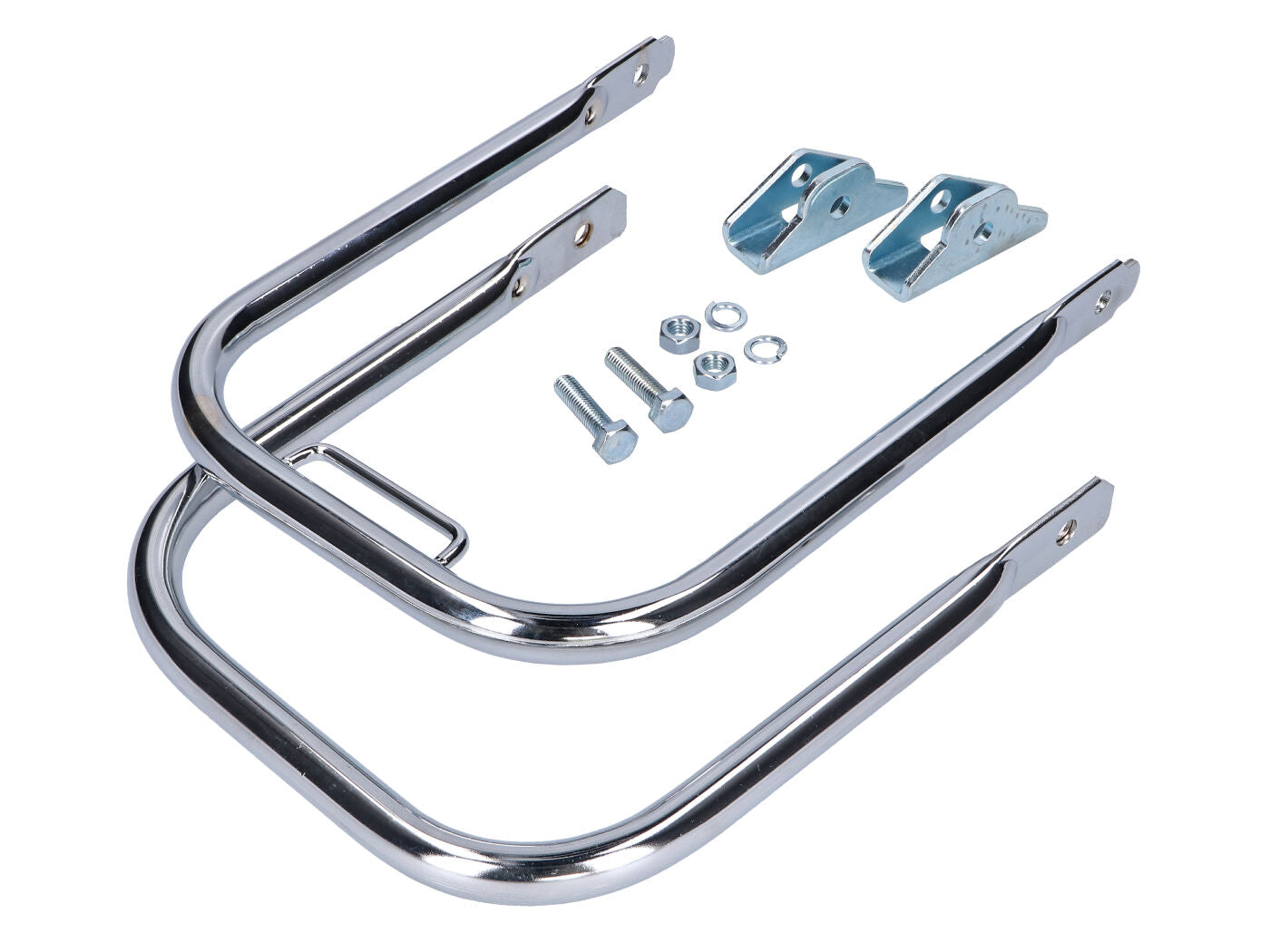 Set portbagaj spate cromat cu suport lung pentru Simson S51 / S51 Enduro, S70 / S70 Enduro