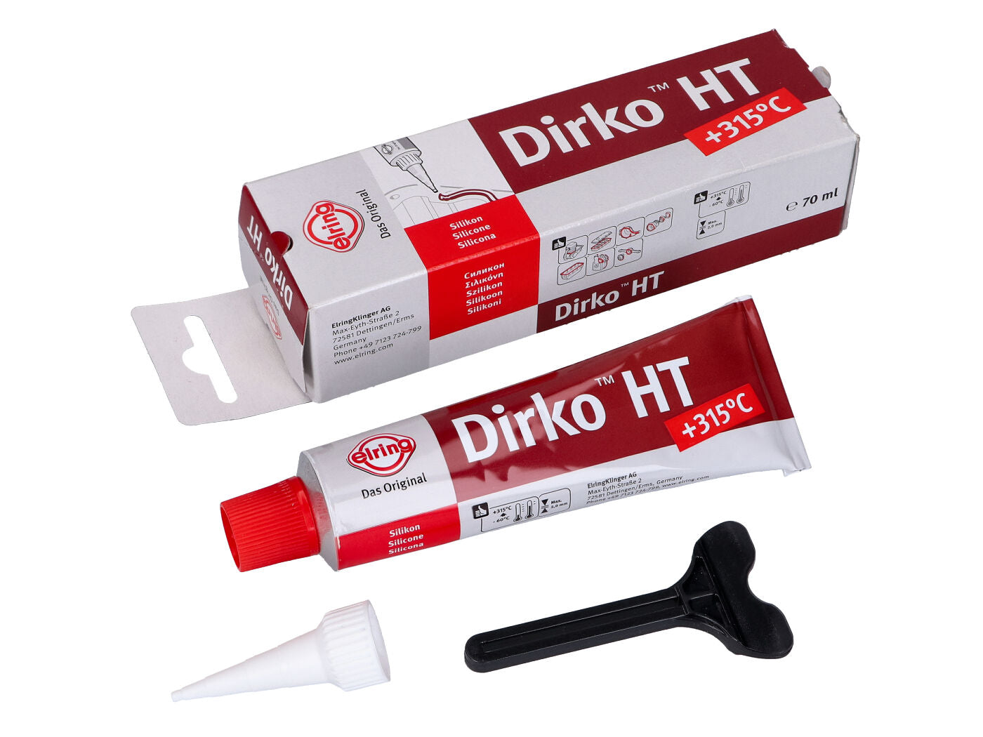 Pastă de etanșare silicon roșu Dirko HT +315°C 70ml universal