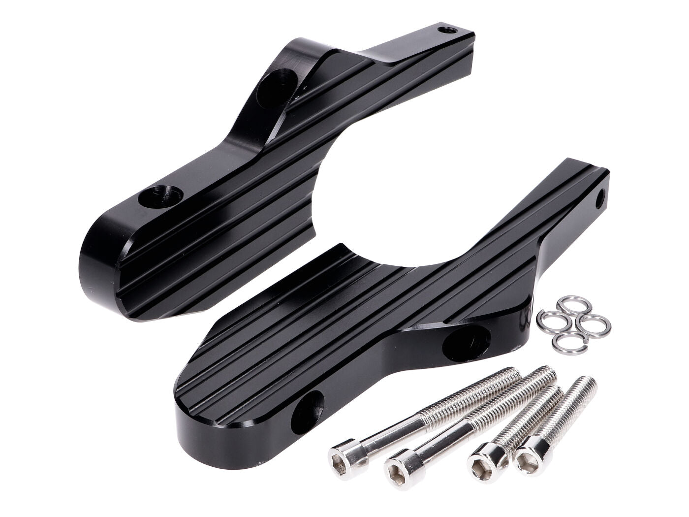 Set adaptoare repaus picioare pasager aluminiu CNC negru mat pentru Vespa GT, GTS, GTV