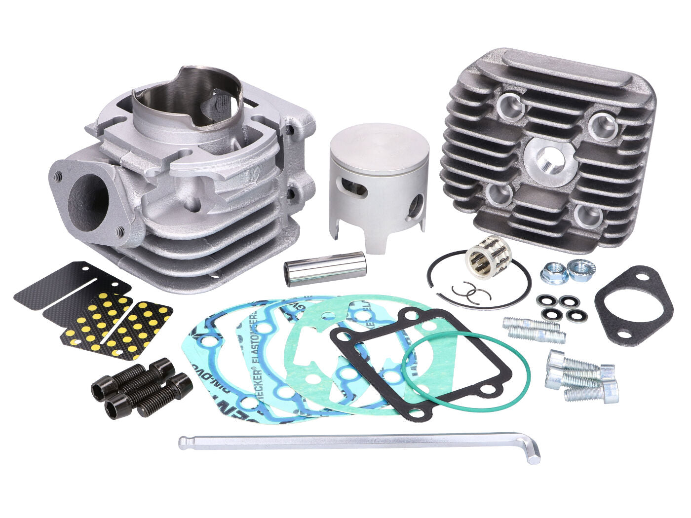 Kit cilindru Athena Big Bore 70cc 47.6mm ax piston 12mm pentru MBK, Yamaha, Aprilia și alte modele Minarelli vertical