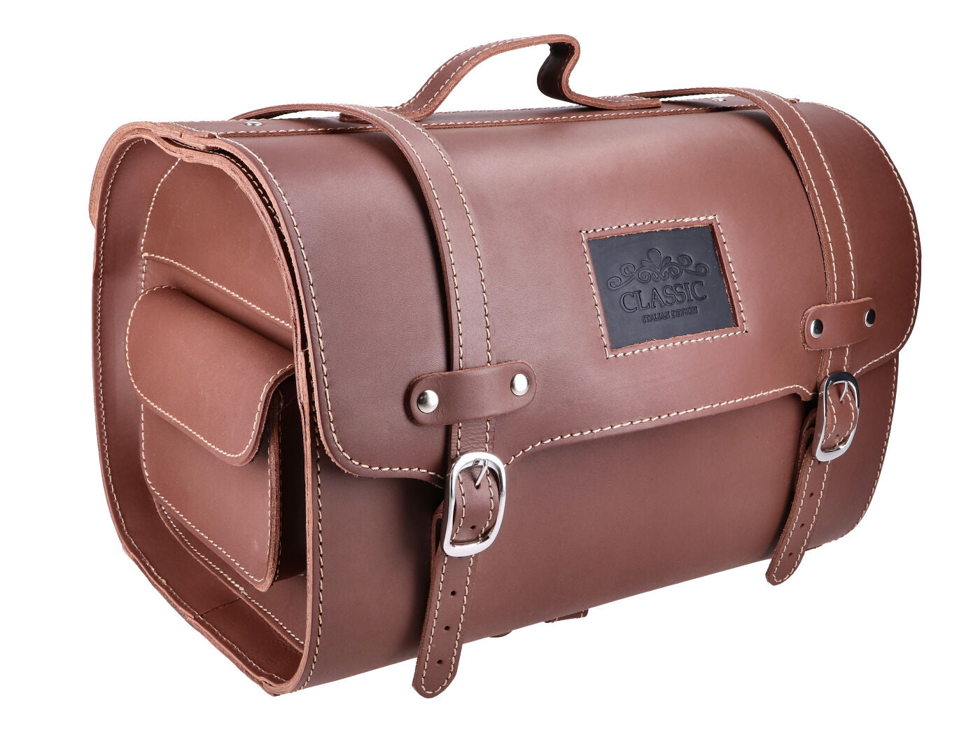 Top Case din Piele Naturală Maro, 26 Litri (38x27x26 cm) pentru Vespa Modern, Vespa Classic și LML