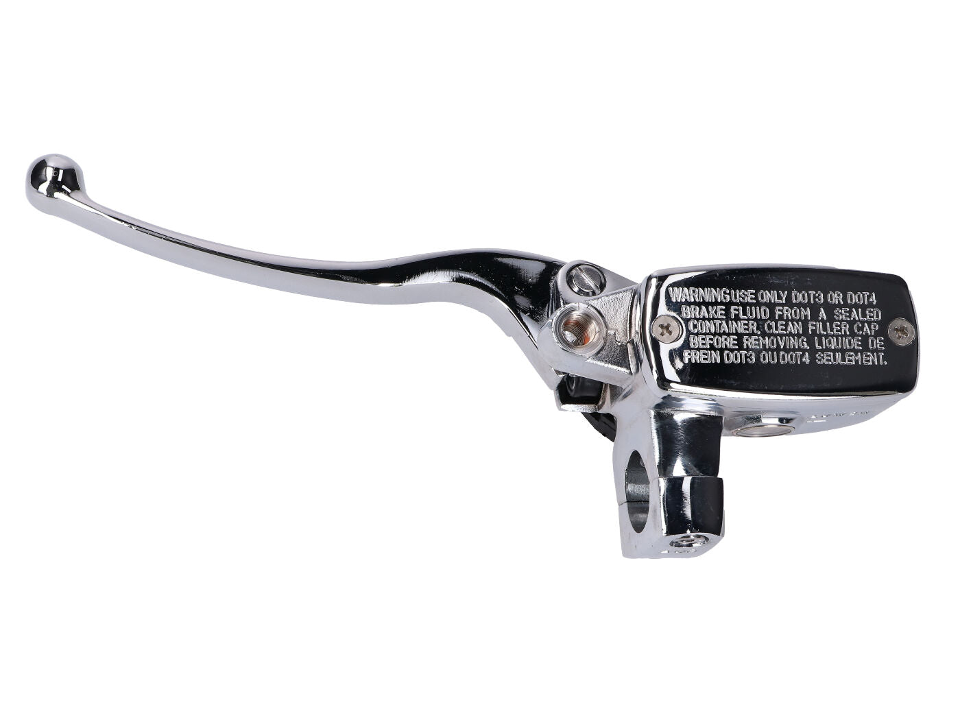 Pompă de frână stânga 25mm 101 Octane Retro cromată pentru Flex Tech, Znen, IVA, Puma, Nova Motors și alte modele