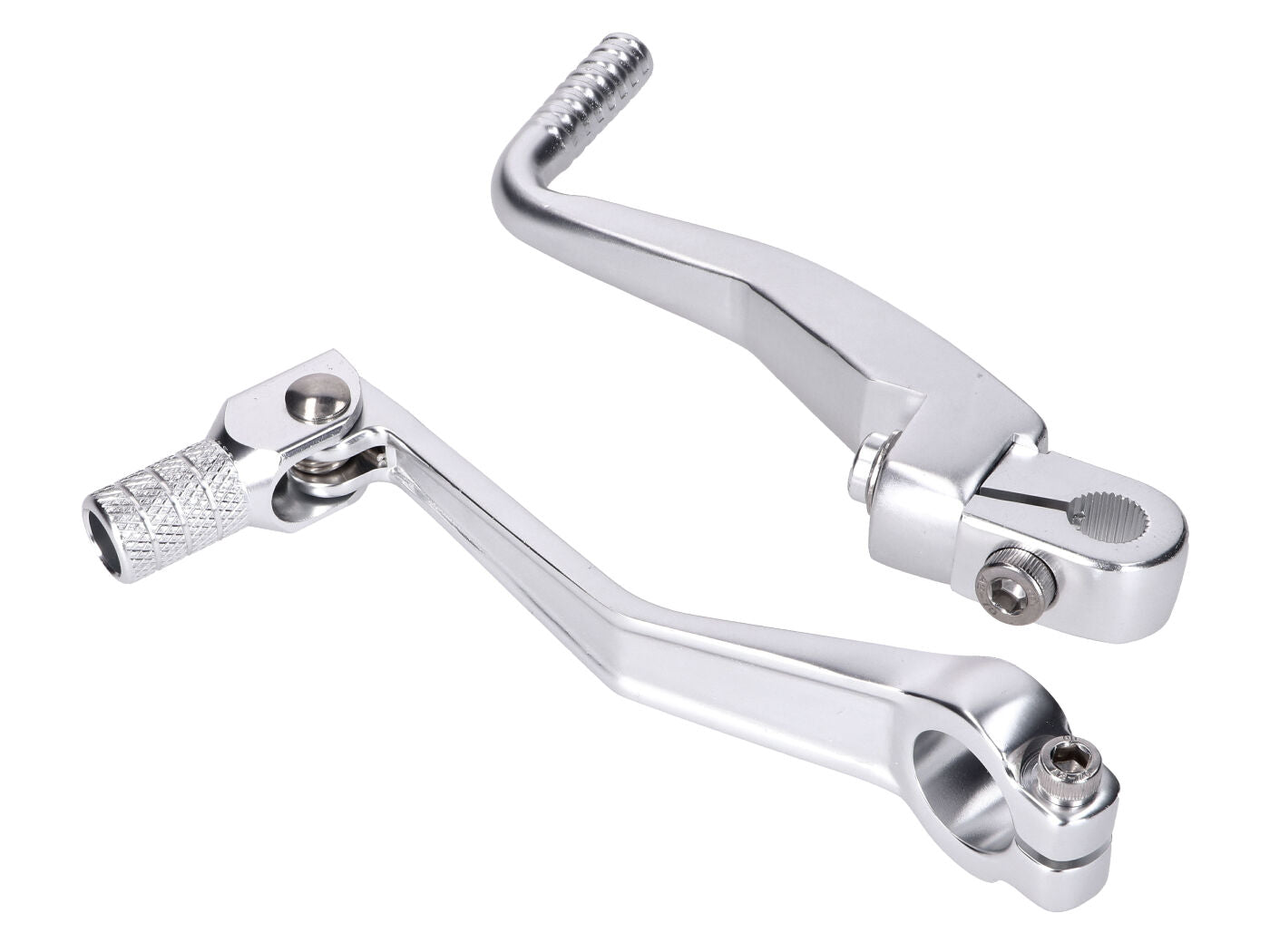 Set pedale schimbător viteze și pornire 101 Octane pliabil aluminiu anodizat argintiu pentru Simson S51, S53, S70, S83