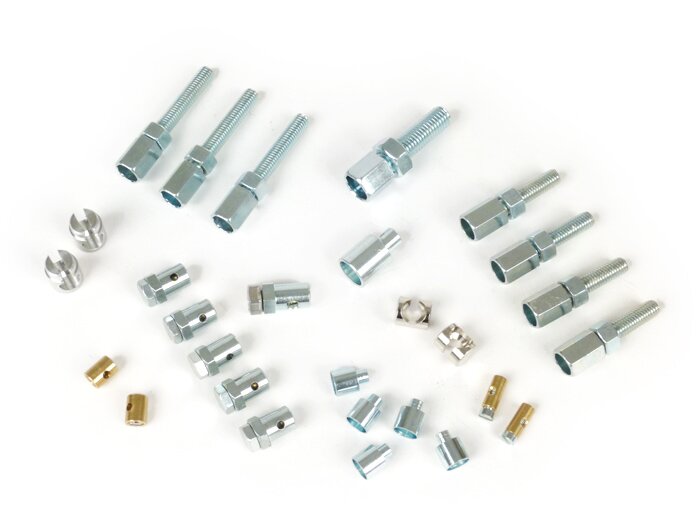 Set șuruburi reglaj și nipluri cablu BGM ORIGINAL pentru Vespa Classic, MotoVespa, Vespa Piaggio, LML și alte mărci