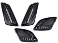 Set semnalizări față+spate Moto Nostra negru fumuriu LED dinamic, lumină de zi față + poziție spate pentru Vespa GTS 125-300 HPE 2019-