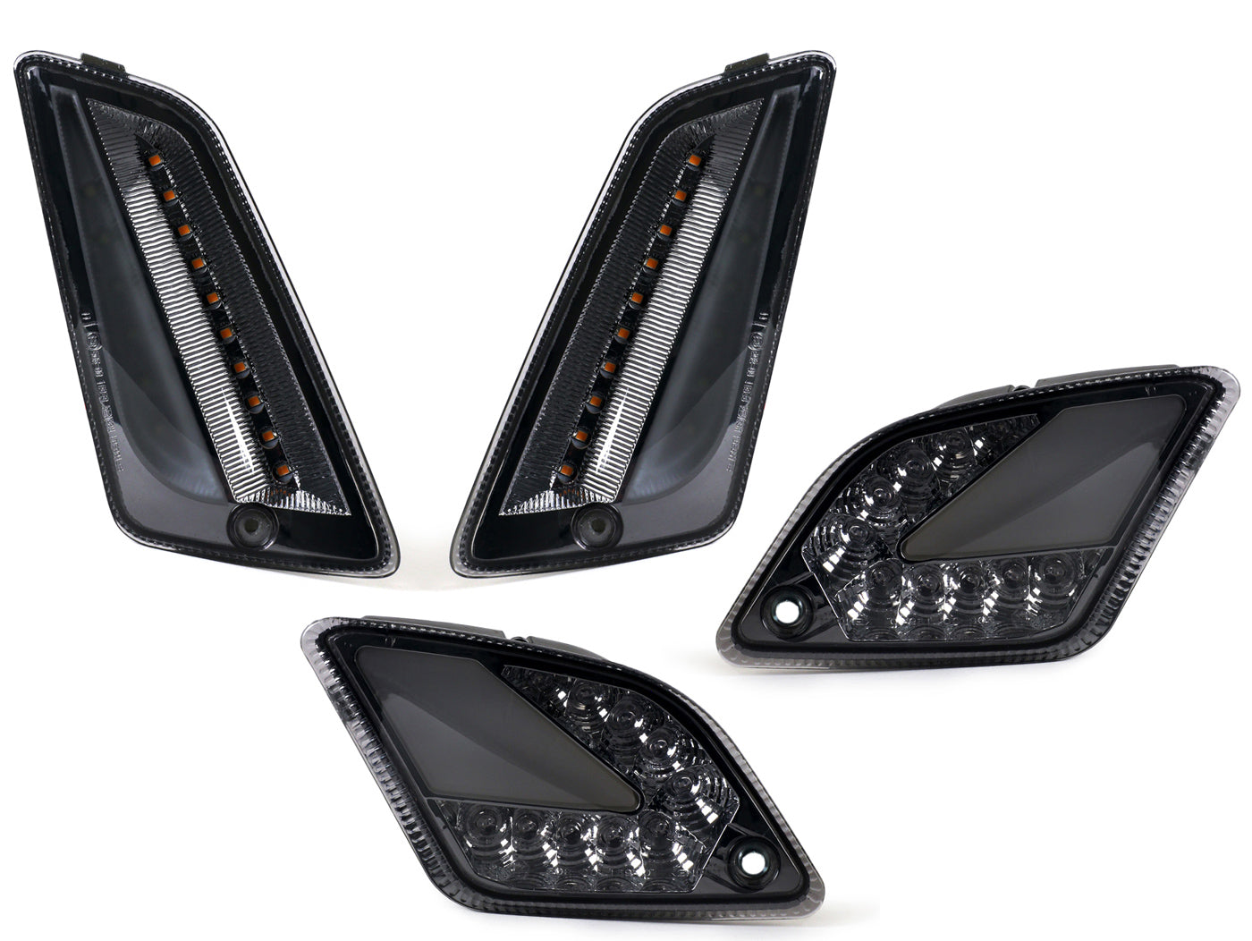 Set semnalizări față+spate Moto Nostra negru fumuriu LED dinamic, lumină de zi față + poziție spate pentru Vespa GTS 125-300 HPE 2019-