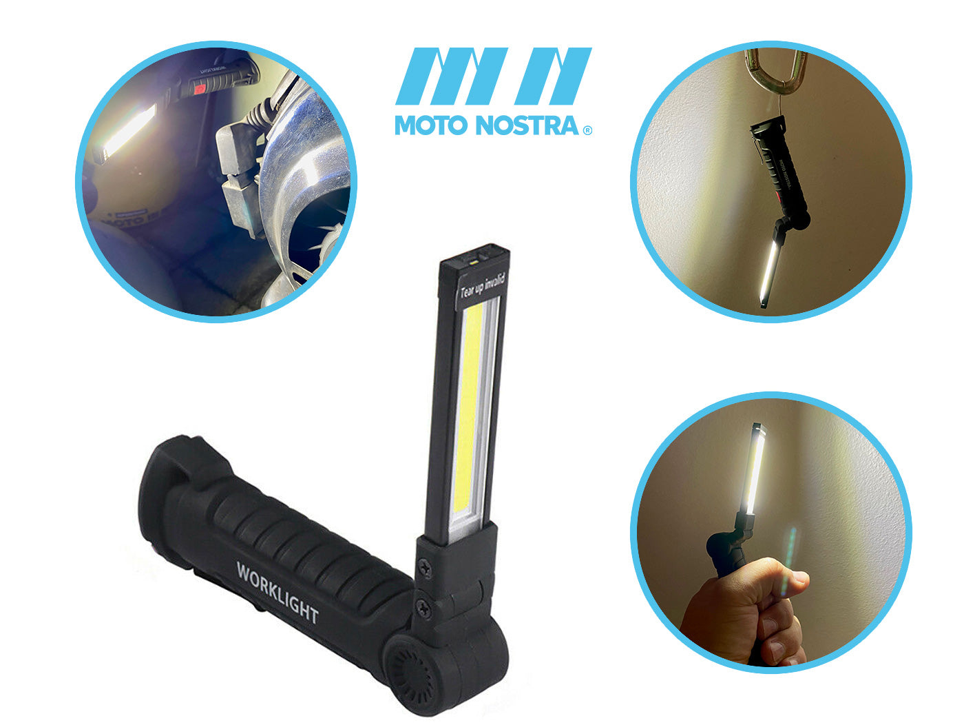 Lanternă de inspecție Moto Nostra COB LED cu bază magnetică, 250lm, 112x36mm, cablu Micro USB inclus, universal