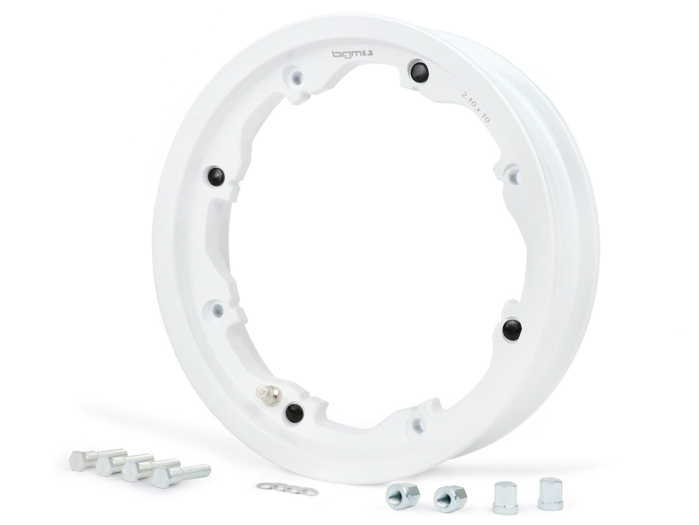 Jantă BGM PRO fără cameră 2.10-10 inch aluminiu albă pentru Innocenti Lambretta, Serveta Lambretta și alte modele