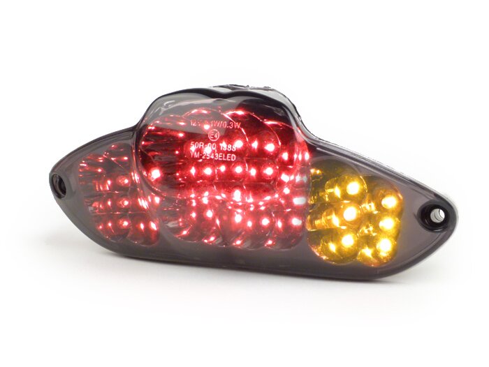 Stop Spate BGM Original LED cu funcție de semnalizare, lentilă transparentă, negru pentru Gilera Runner, DNA