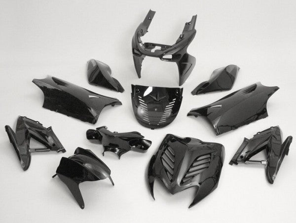 Kit carenaj DMP 11 piese negru metalic pentru Yamaha Aerox, MBK Nitro 50cc, 100cc 2T