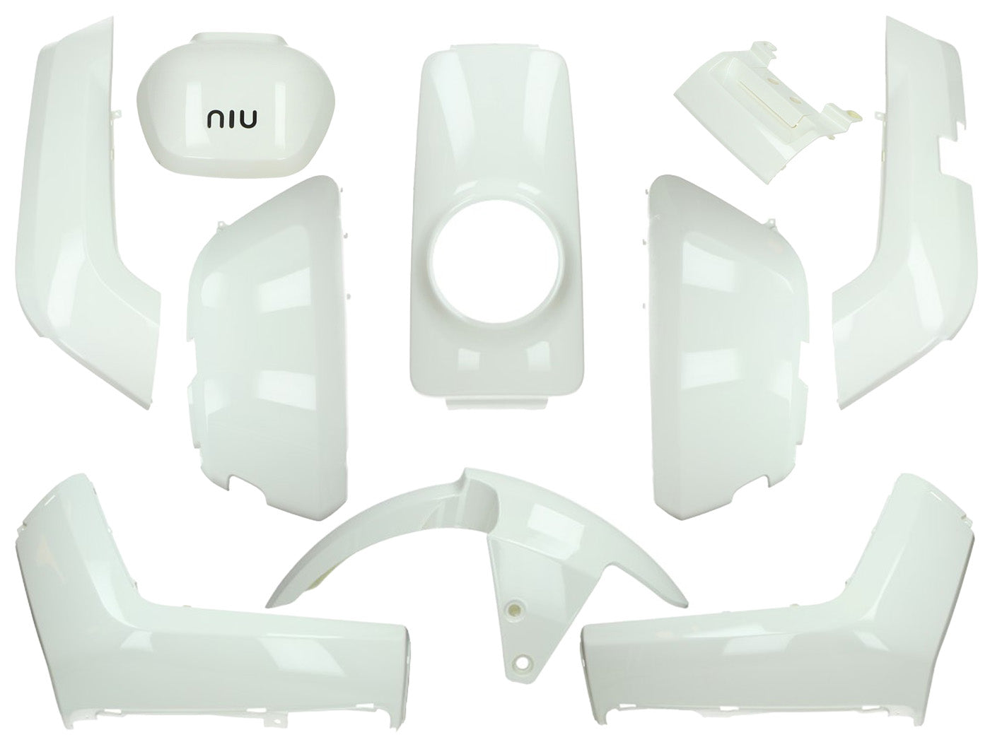 Kit carenaj 10 piese alb lucios pentru NIU MQi+ Sport, NQi Sport, MQi 45 Km/h, NQi GTS 80 Km/h E-Scooter