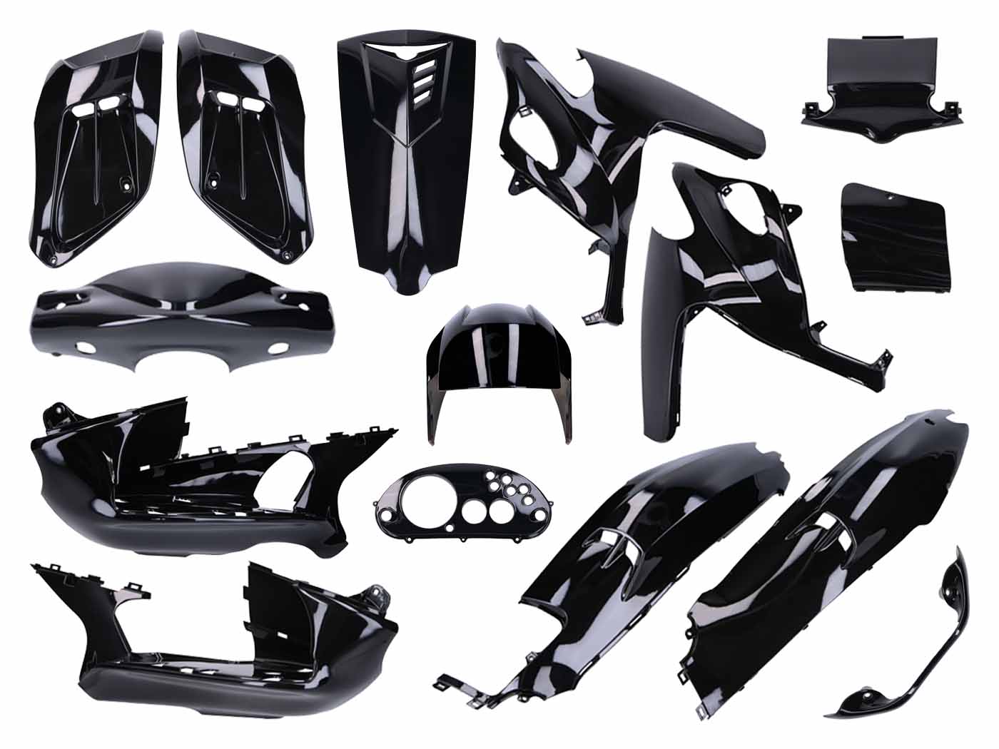 Kit carenaj 15 piese negru metalic grunduit pentru Gilera Runner 50, Runner 125 FX, Runner 125 VX, Runner 180 FXR și alte modele